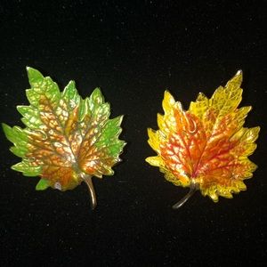 Vintage Fall Autumn Leaf Brooch Pins
